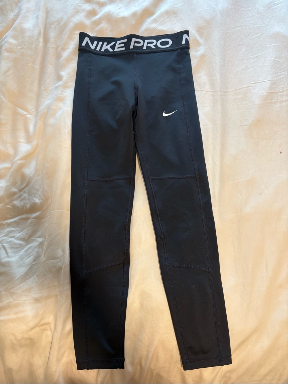 Nike Black Girls' Pro Compression Leggings with White Swoosh